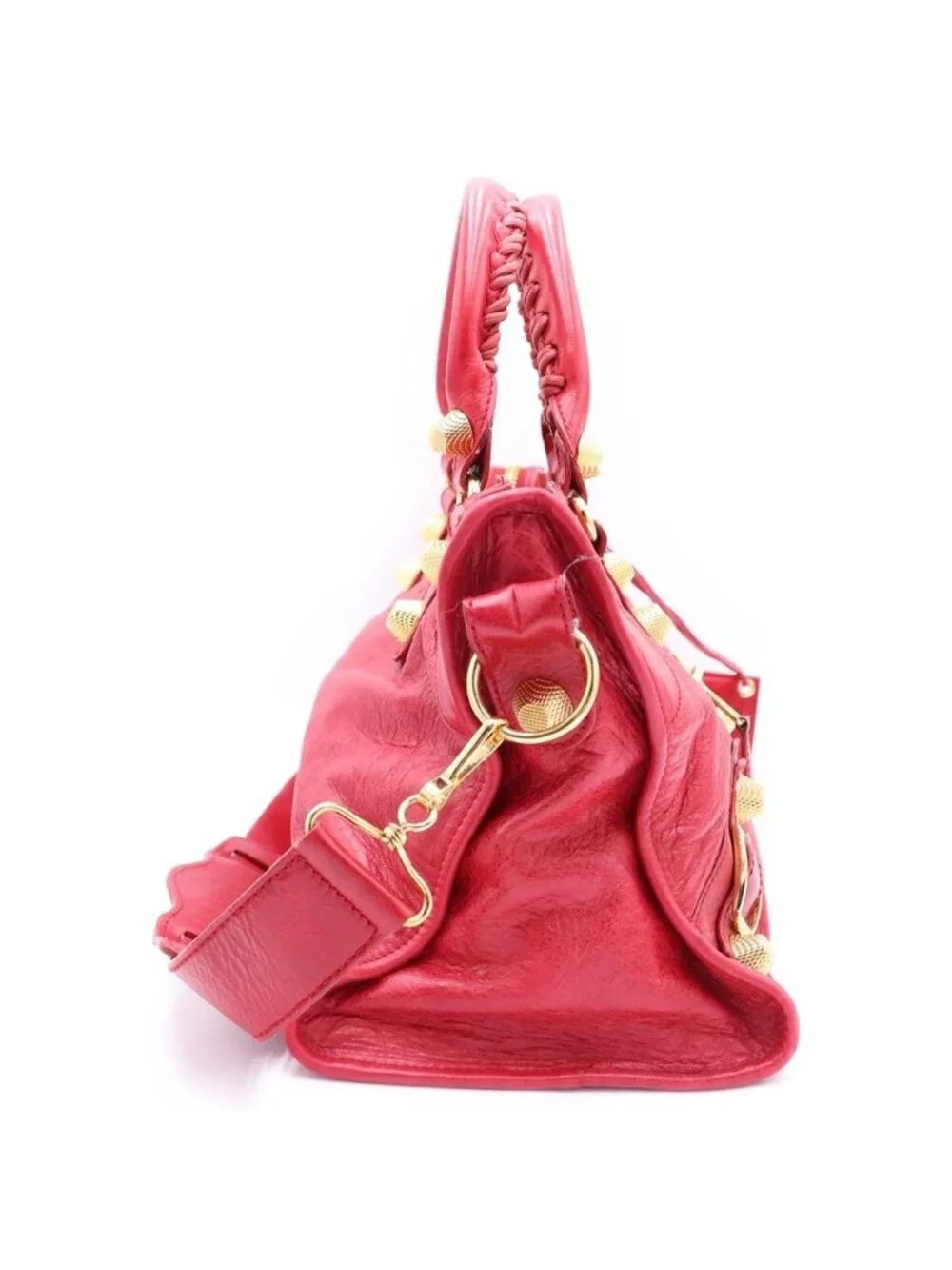 Balenciaga the Giant Part Time 2-Way Shoulder Bag Pink Red Leather Gold - Picture 3 of 7